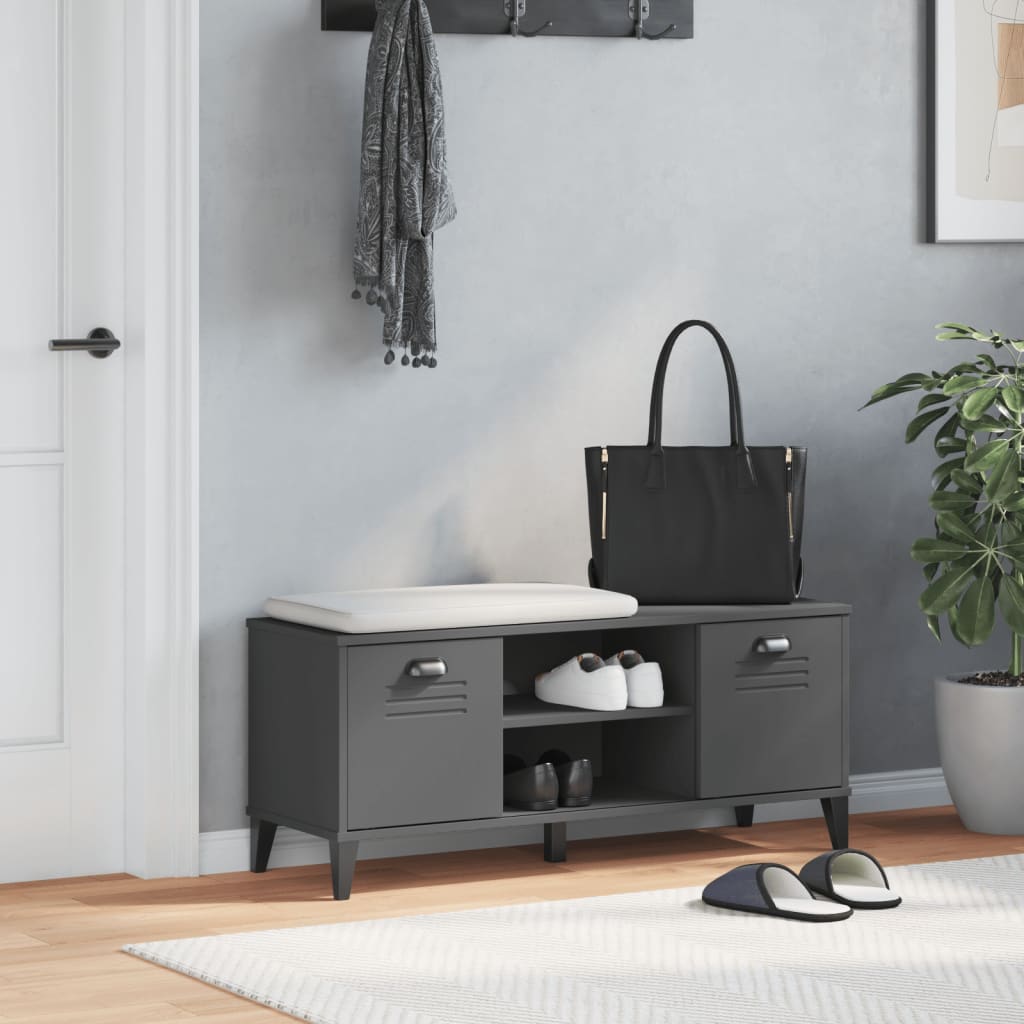 Schoenenbank Viken 106X35X45 Cm Grenenhout Antracietgrijs