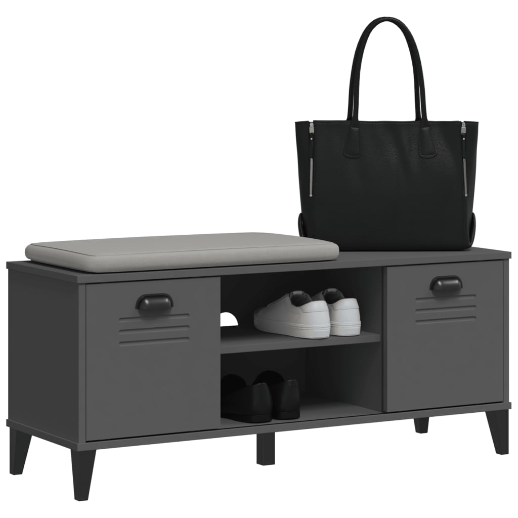 Schoenenbank Viken 106X35X45 Cm Grenenhout Antracietgrijs