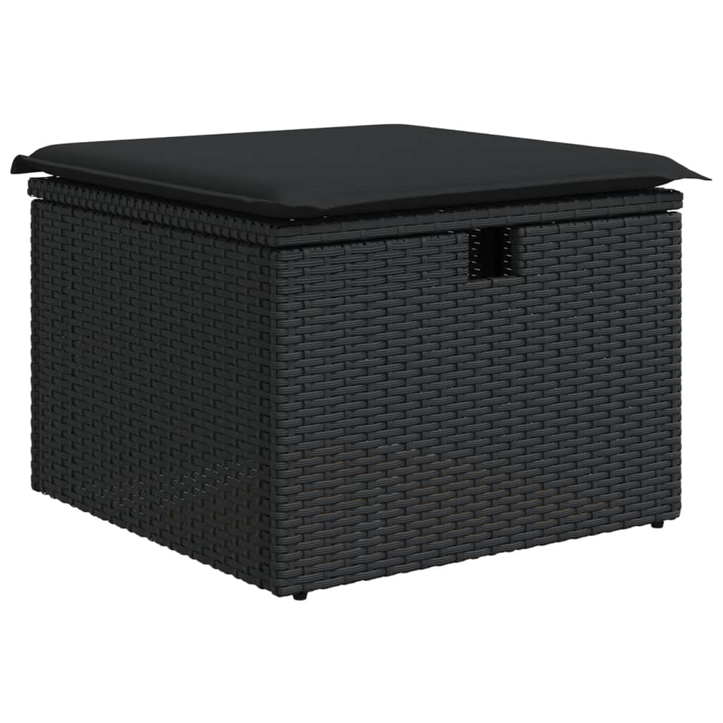 Tuinkruk Met Kussen 55X55X37 Cm Poly Rattan Zwart