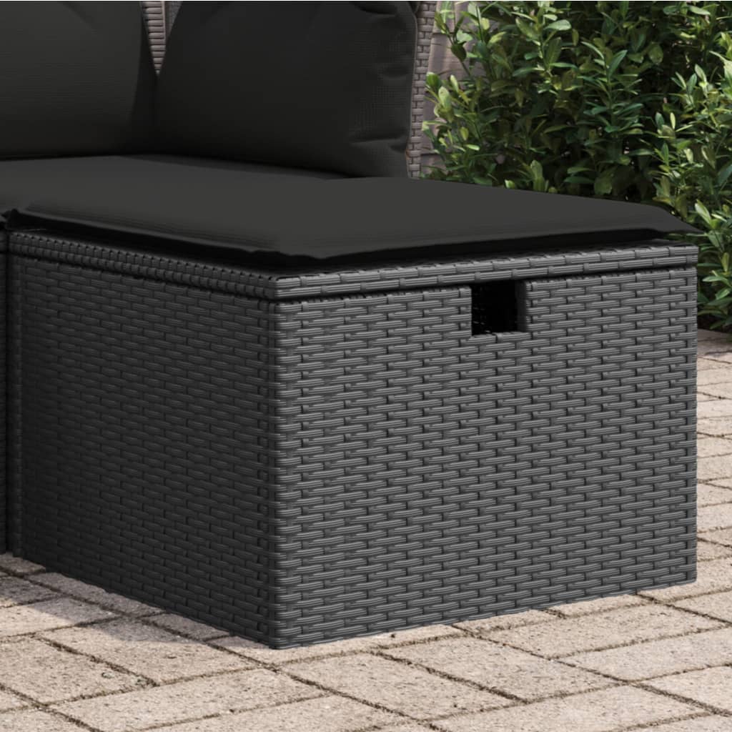 Tuinkruk Met Kussen 55X55X37 Cm Poly Rattan Zwart