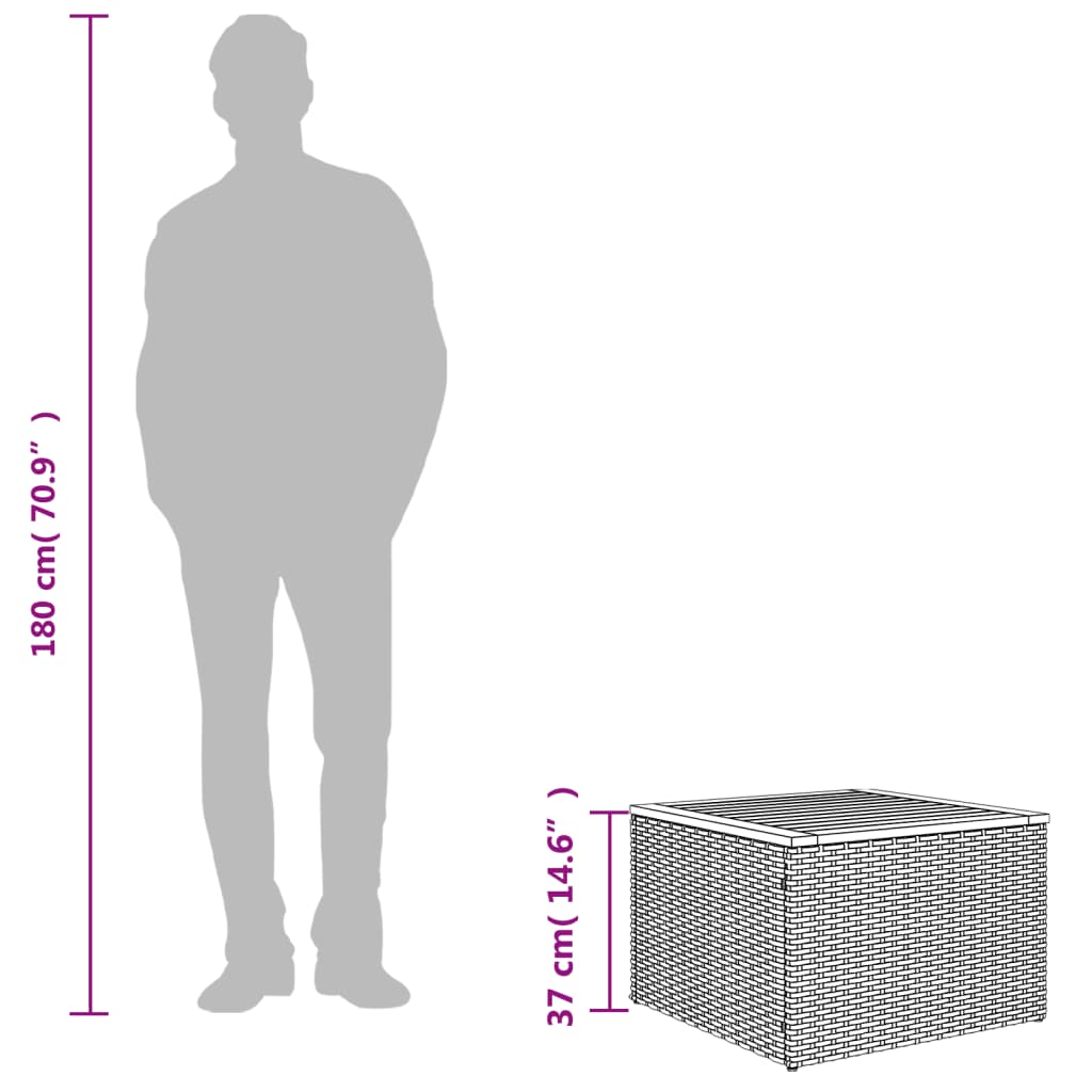 Tuintafel 55X55X37 Cm Poly Rattan En Acaciahout Zwart