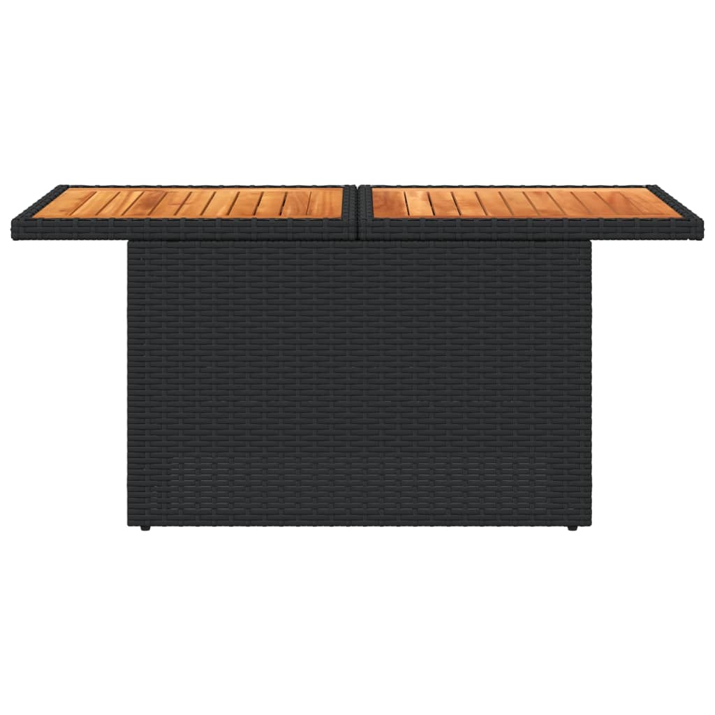 Tuintafel 100X55X73 Cm Poly Rattan En Acaciahout Zwart