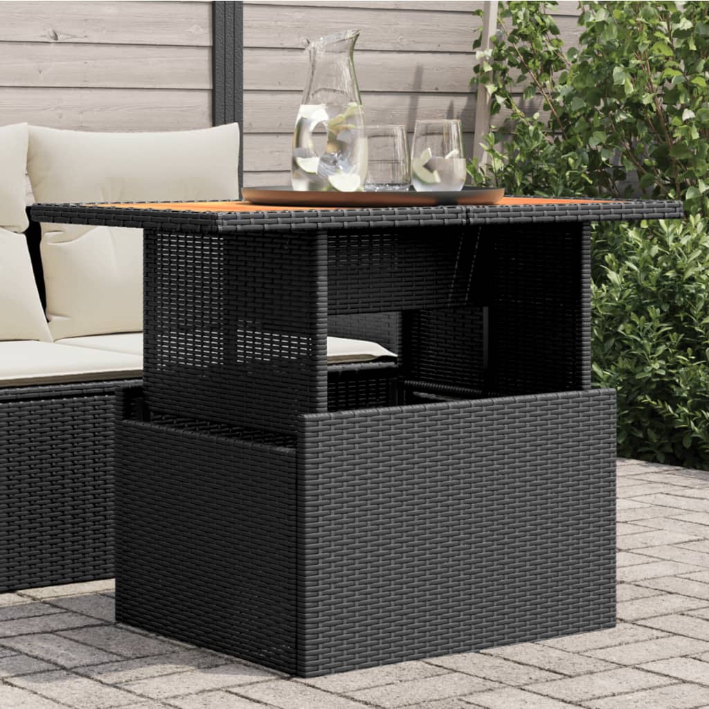 Tuintafel 100X55X73 Cm Poly Rattan En Acaciahout Zwart