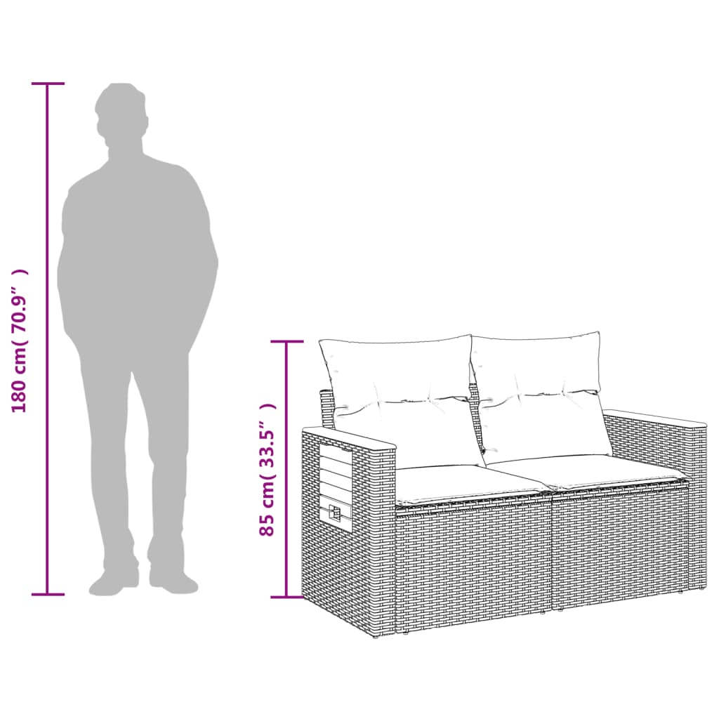 Tuinbank 2-Zits Met Kussens Poly Rattan