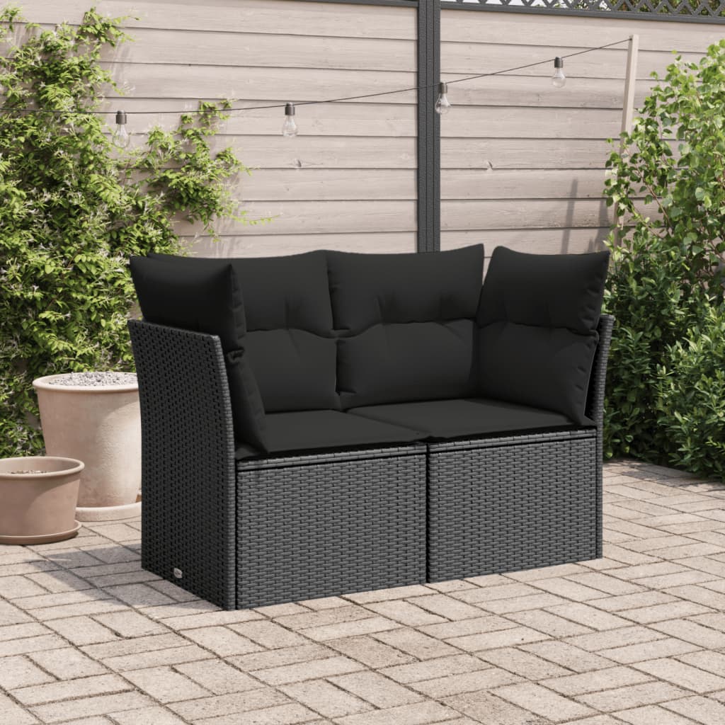 Tuinbank 2-Zits Met Kussens Poly Rattan