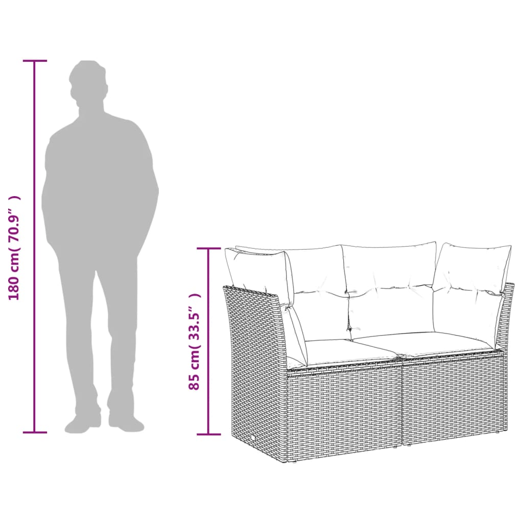 Tuinbank 2-Zits Met Kussens Poly Rattan