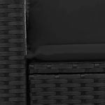 Tuinbank 2-Zits Met Kussens Poly Rattan Zwart