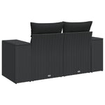 Tuinbank 2-Zits Met Kussens Poly Rattan Zwart