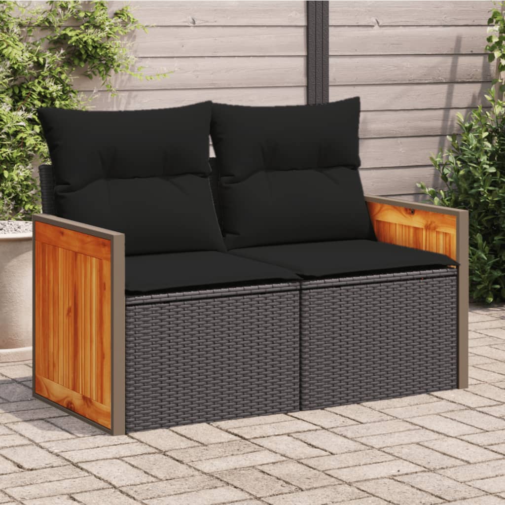 Tuinbank 2-Zits Met Kussens Poly Rattan