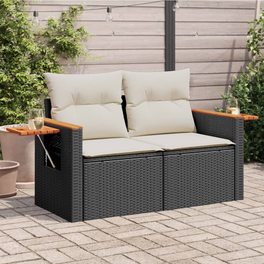 Tuinbank 2-Zits Met Kussens Poly Rattan