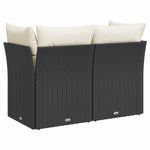 Tuinbank 2-Zits Met Kussens Poly Rattan Zwart