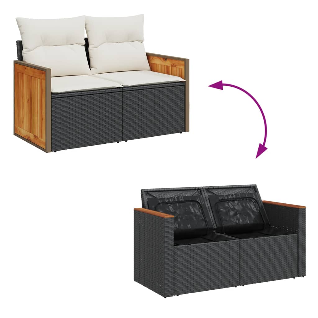 Tuinbank 2-Zits Met Kussens Poly Rattan