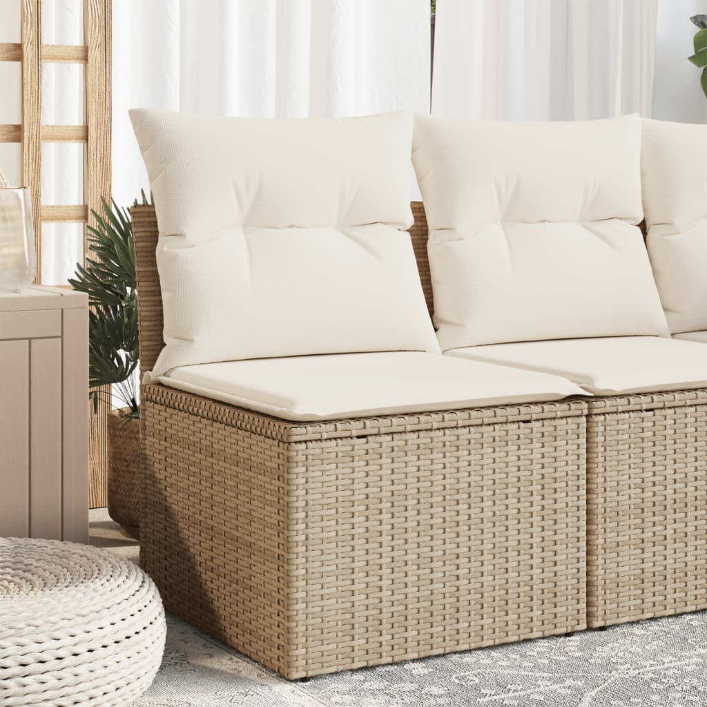 Tuinbank Zonder Armleuning Met Kussens Poly Rattan Beige