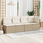 Tuinbank 4-Zits Met Kussens Poly Rattan Beige