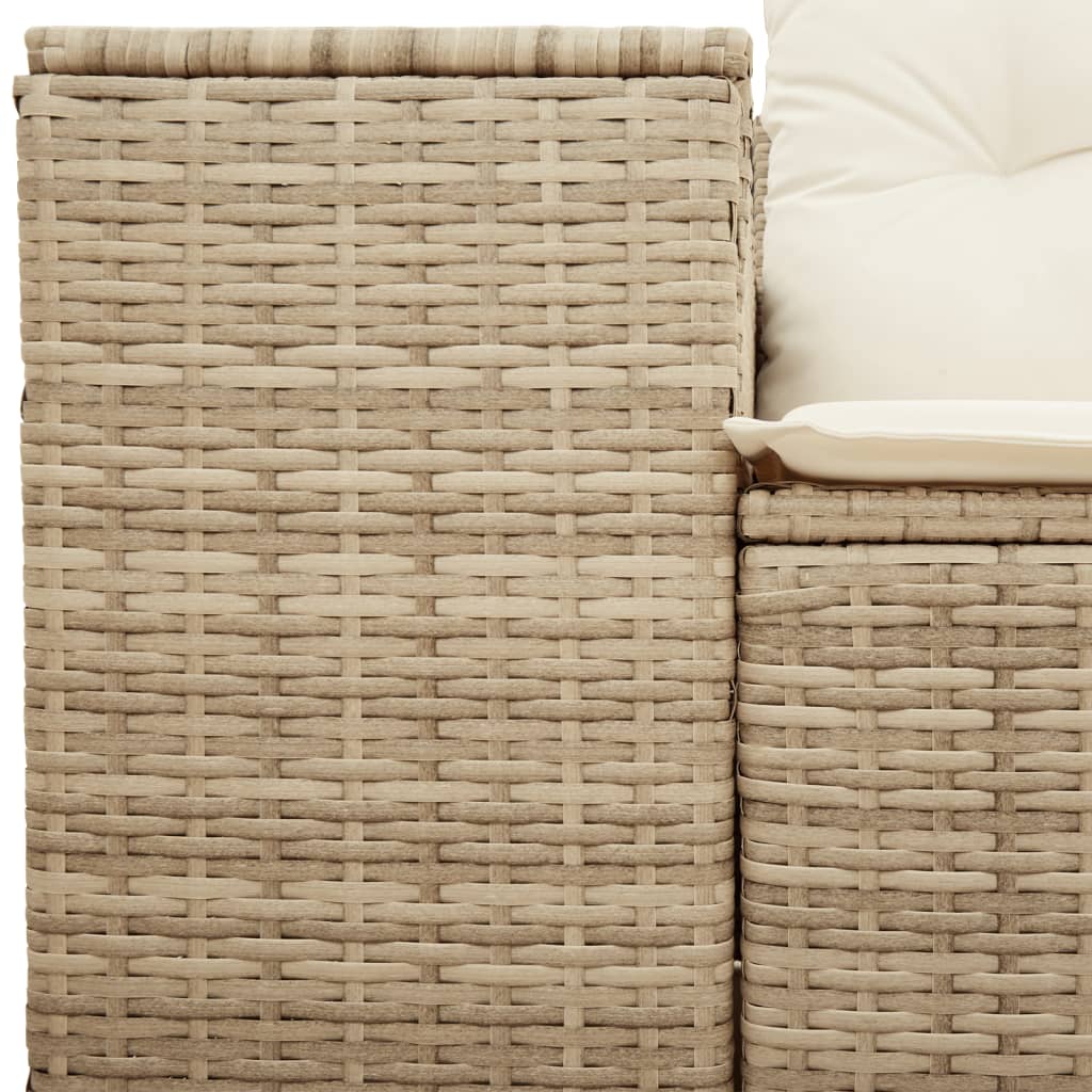 Tuinbank 2-Zits Met Kussens Poly Rattan Beige