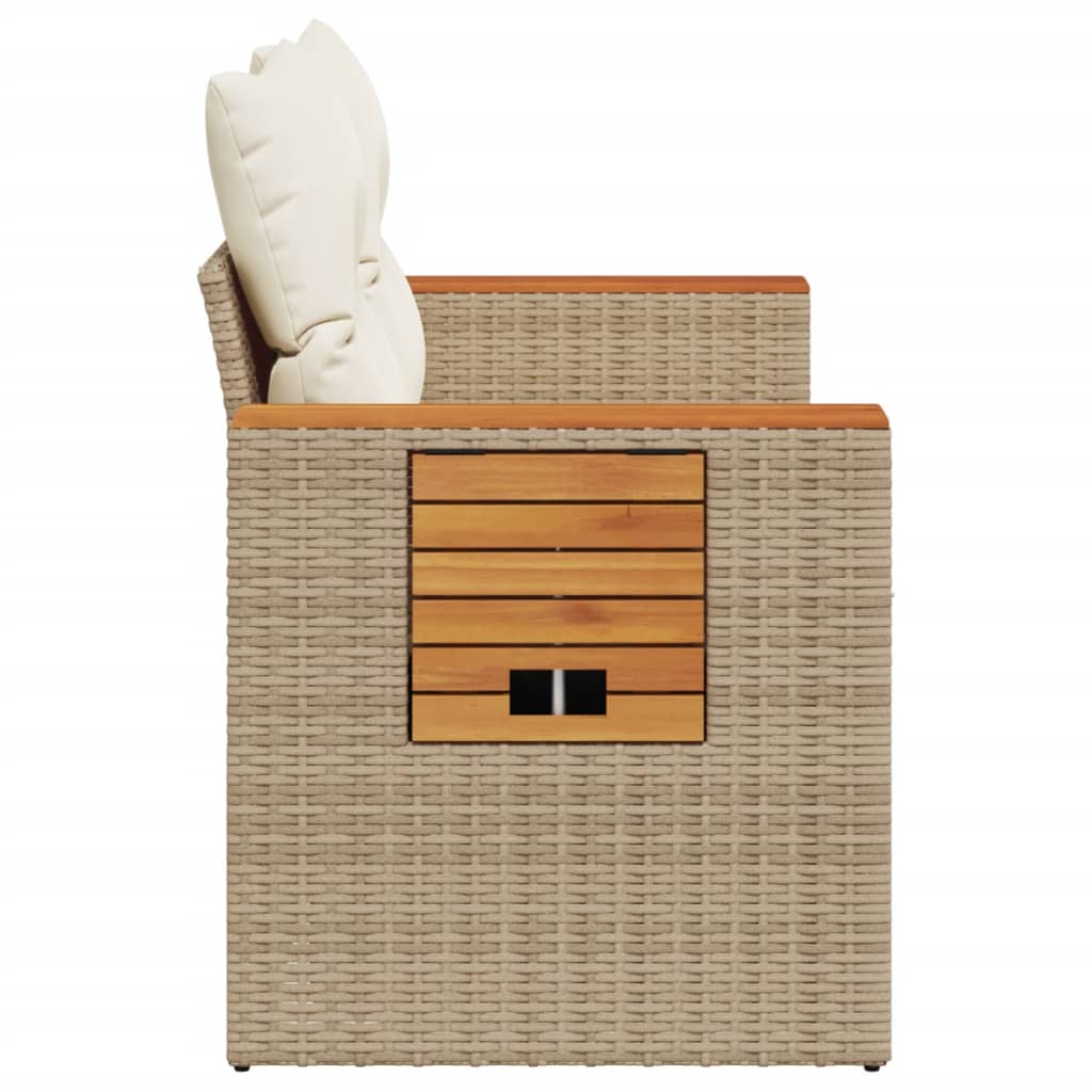 Tuinbank 2-Zits Met Kussens Poly Rattan Beige