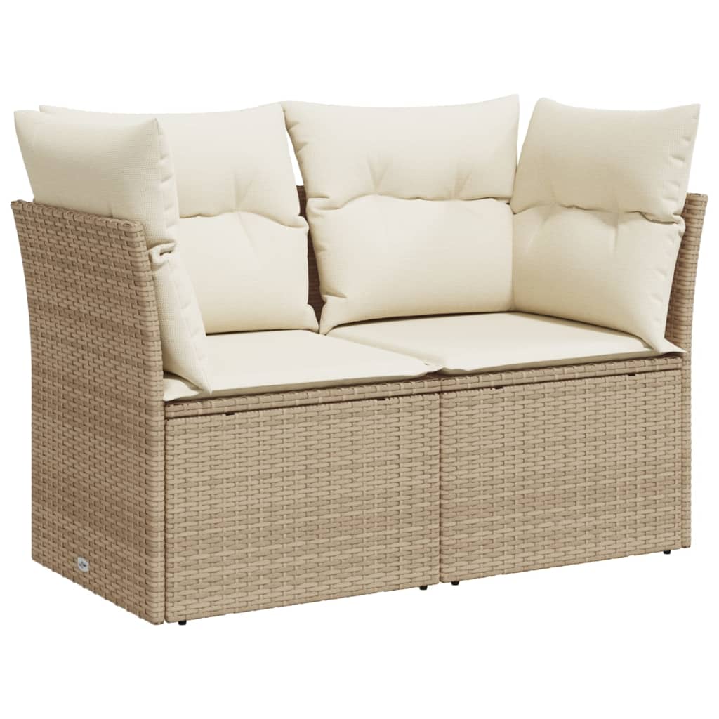 Tuinbank 2-Zits Met Kussens Poly Rattan Beige