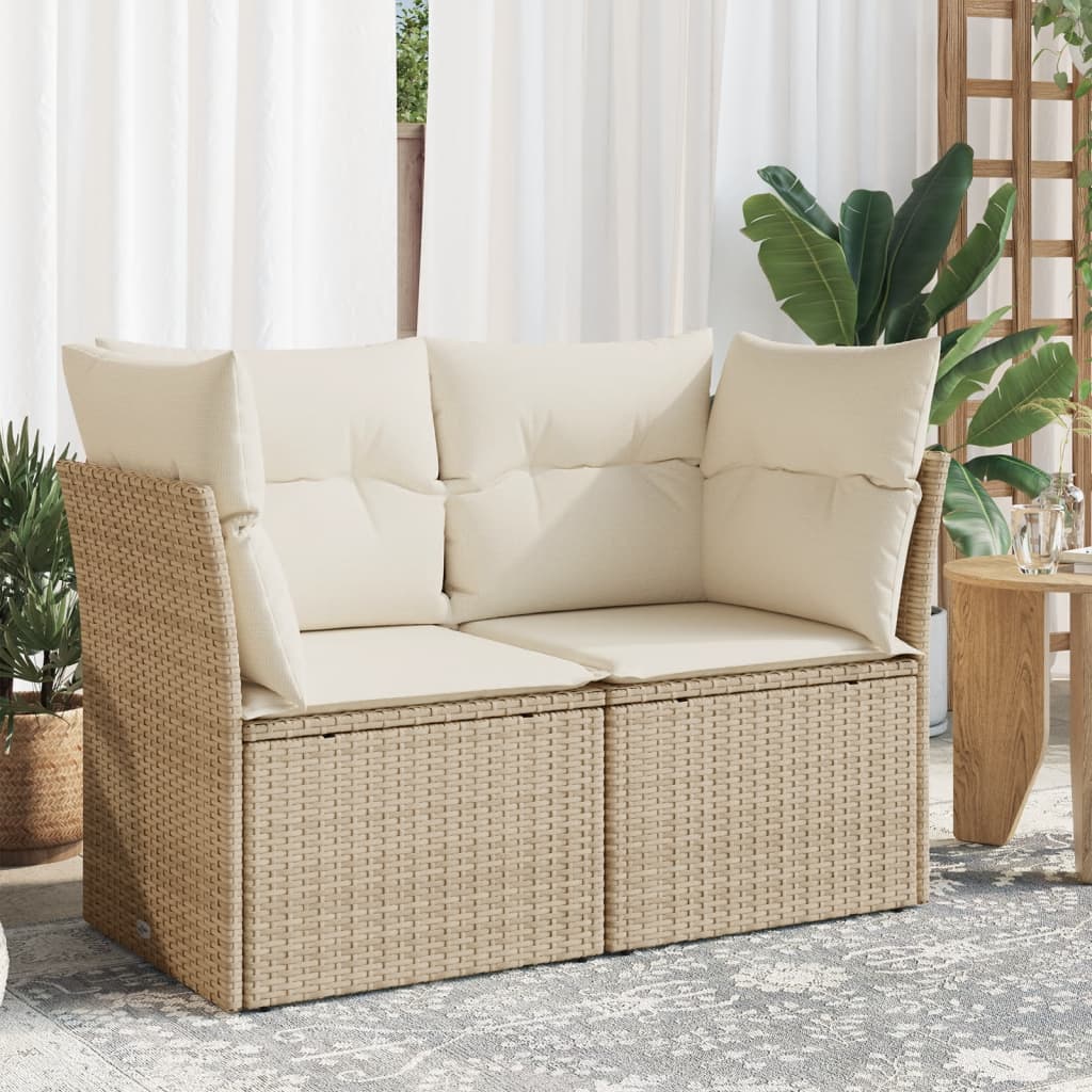 Tuinbank 2-Zits Met Kussens Poly Rattan