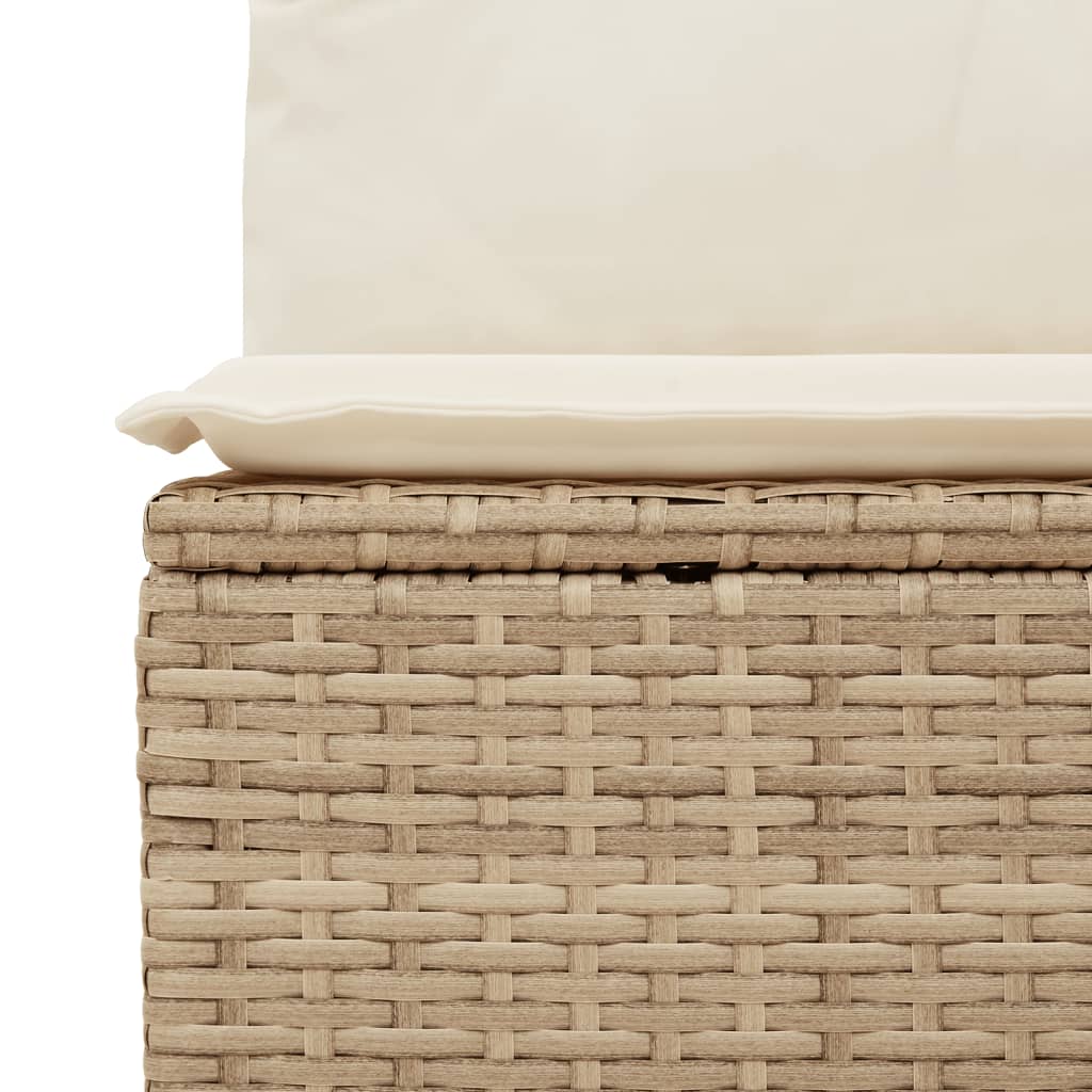 Tuinbank 3-Zits Met Kussens Poly Rattan Beige