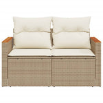 Tuinbank 2-Zits Met Kussens Poly Rattan Beige