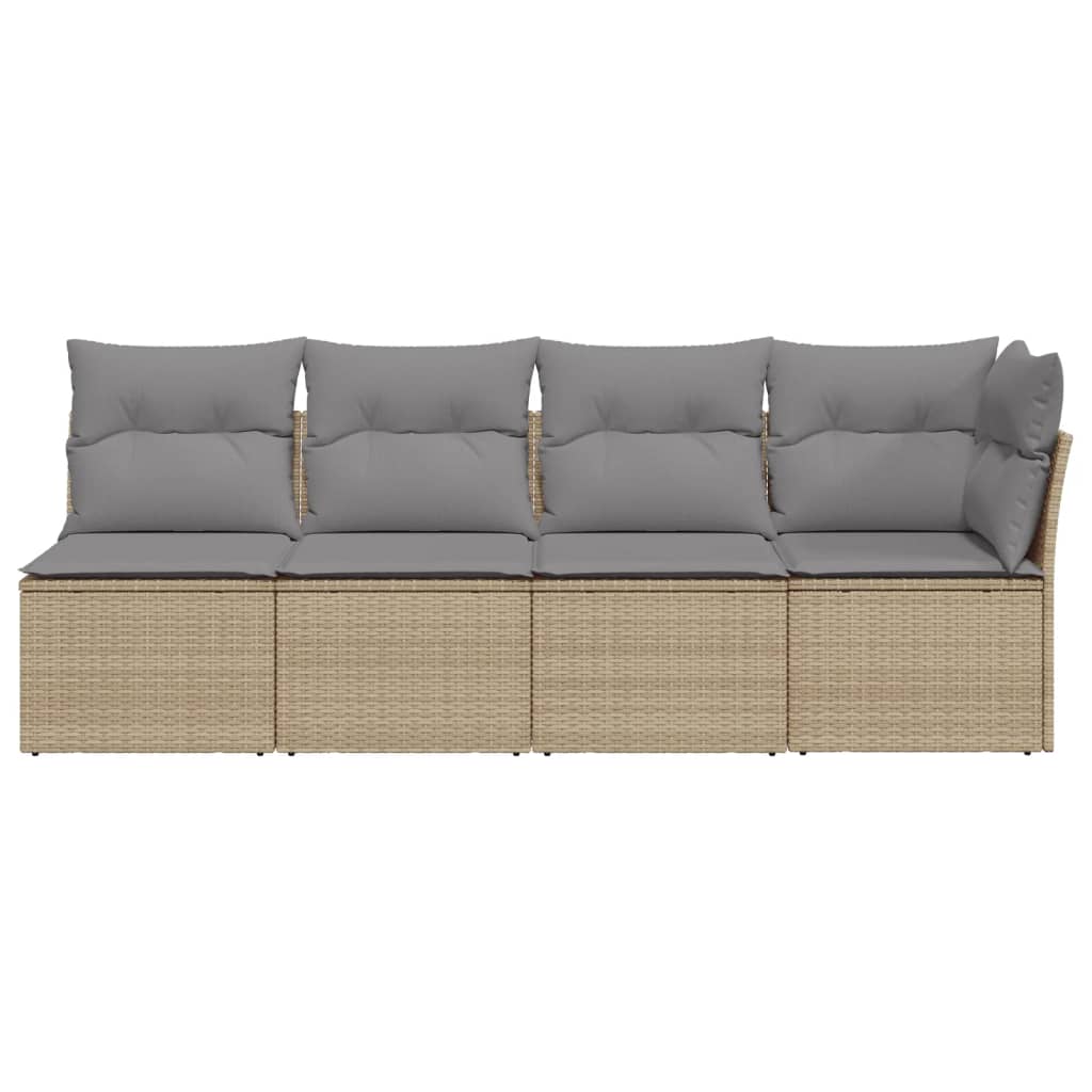 Tuinbank 4-Zits Met Kussens Poly Rattan Beige