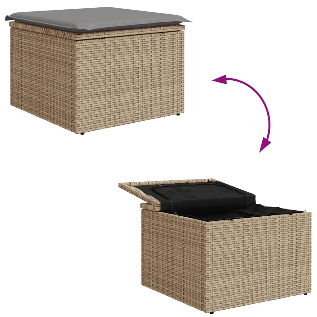 Tuinkruk Met Kussen 55X55X37 Cm Poly Rattan Beige