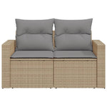 Tuinbank 2-Zits Met Kussens Poly Rattan Beige