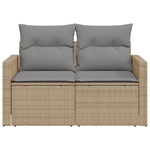 Tuinbank 2-Zits Met Kussens Poly Rattan Beige