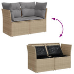 Tuinbank 2-Zits Met Kussens Poly Rattan Beige