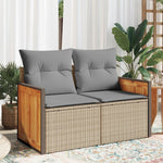 Tuinbank 2-Zits Met Kussens Poly Rattan Beige