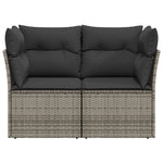 Tuinbank 2-Zits Met Kussens Poly Rattan Grijs