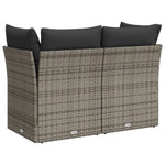 Tuinbank 2-Zits Met Kussens Poly Rattan Grijs