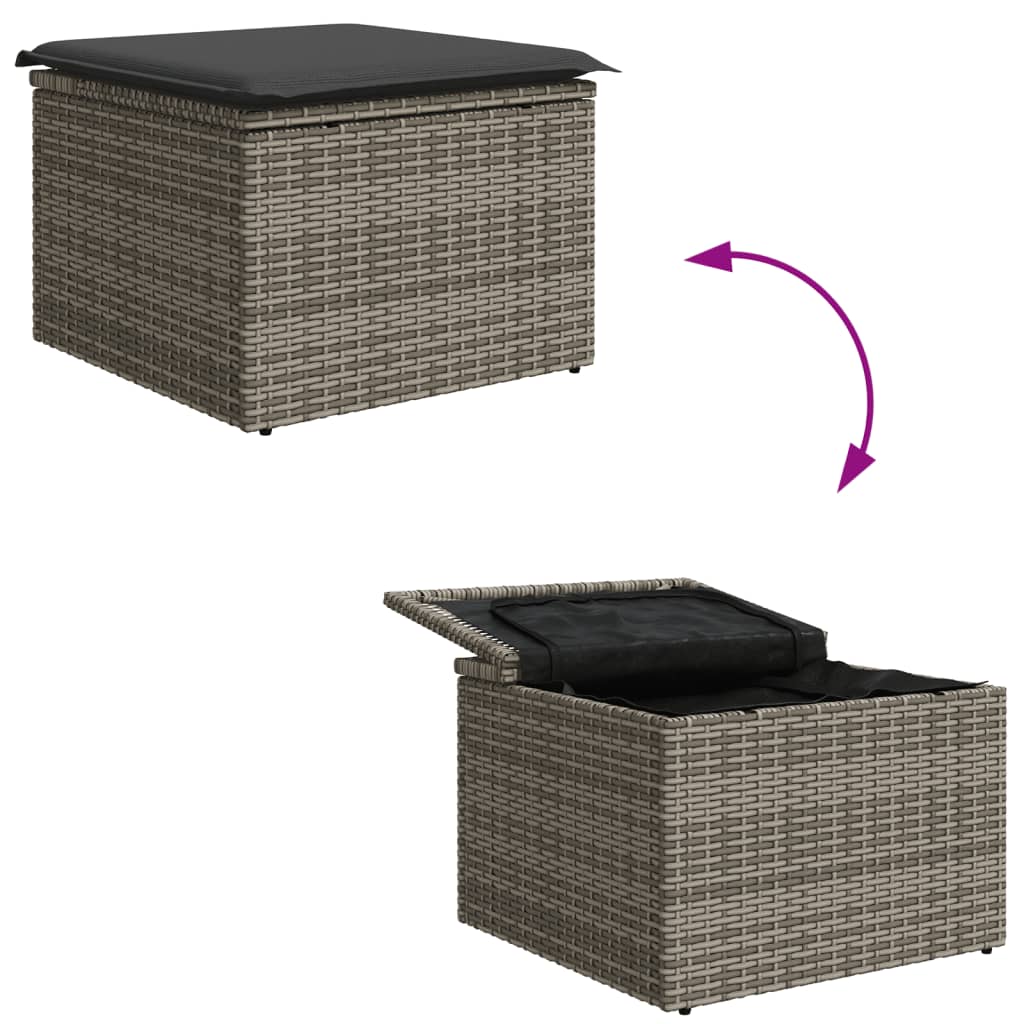 Tuinkruk Met Kussen 55X55X37 Cm Poly Rattan Grijs