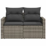 Tuinbank 2-Zits Met Kussens Poly Rattan Grijs