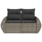 Tuinbank 2-Zits Met Kussens Poly Rattan Grijs