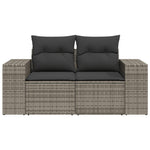 Tuinbank 2-Zits Met Kussens Poly Rattan Grijs