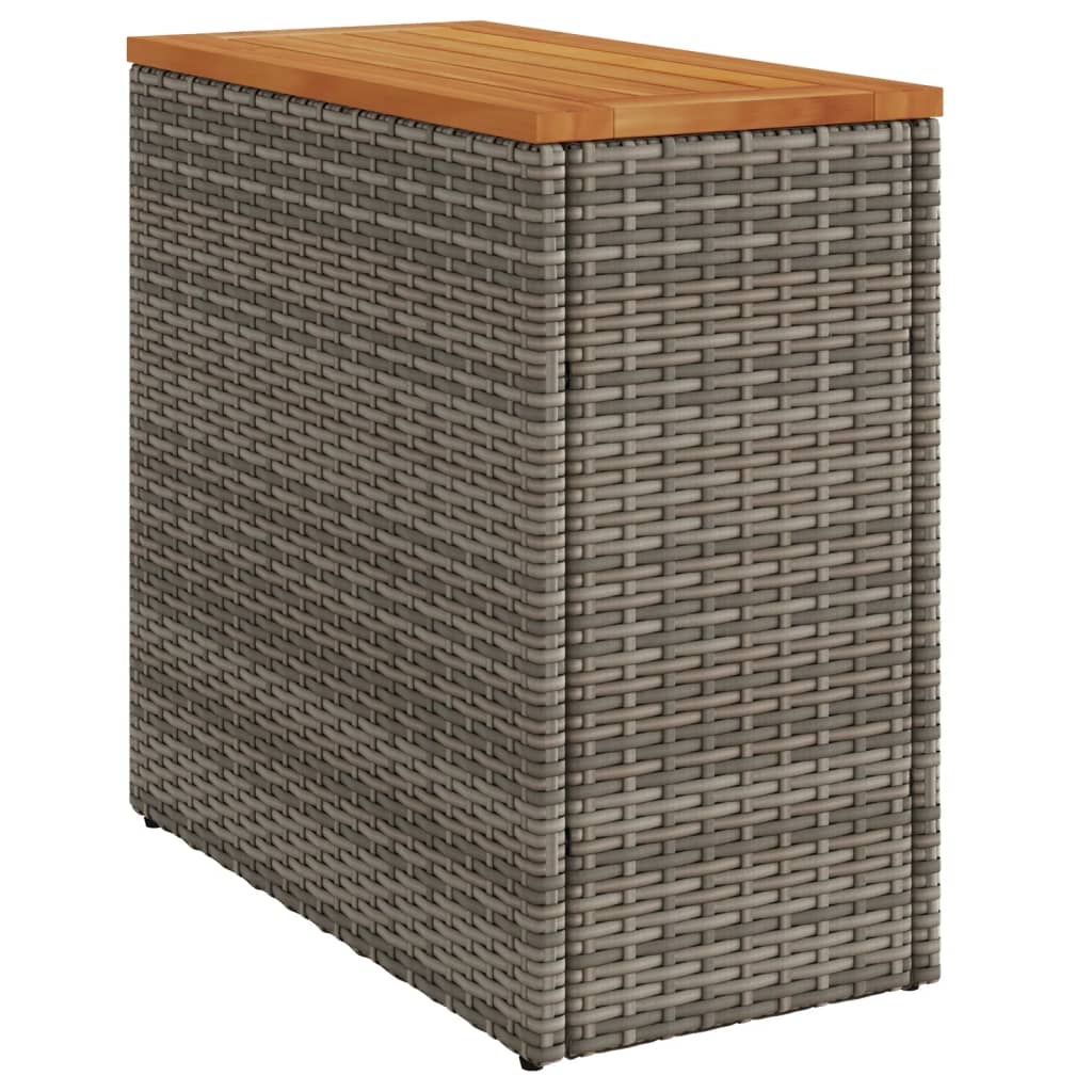 Tuinbijzettafel Met Houten Blad 58X27,5X55 Cm Poly Rattan Grijs