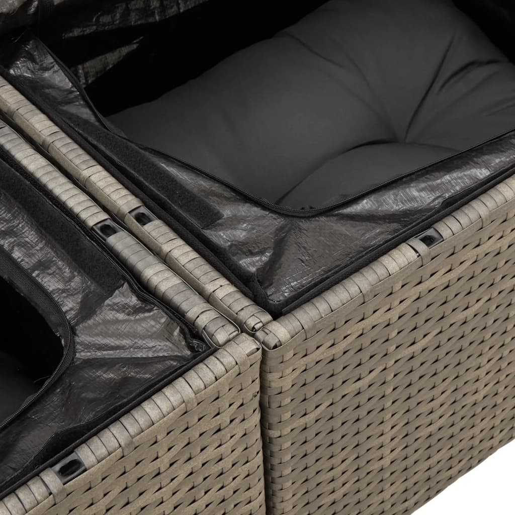 Tuinbank 2-Zits Met Kussens Poly Rattan Grijs