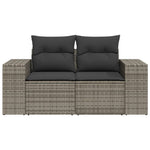 Tuinbank 2-Zits Met Kussens Poly Rattan Grijs