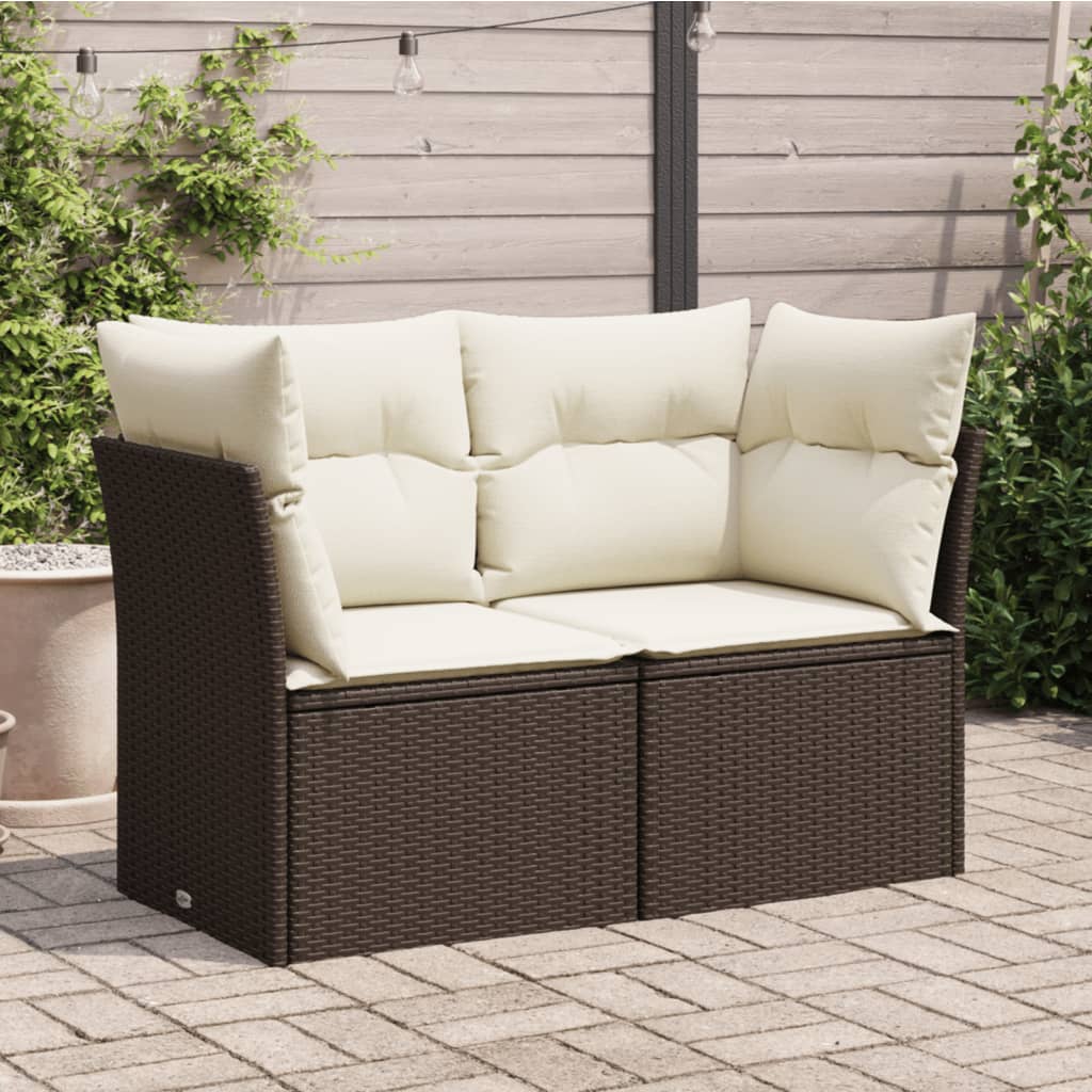 Tuinbank 2-Zits Met Kussens Poly Rattan