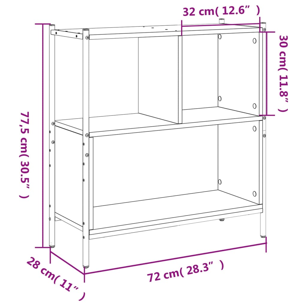 Boekenkast 72X28X77,5 Cm Bewerkt Hout Kleurig