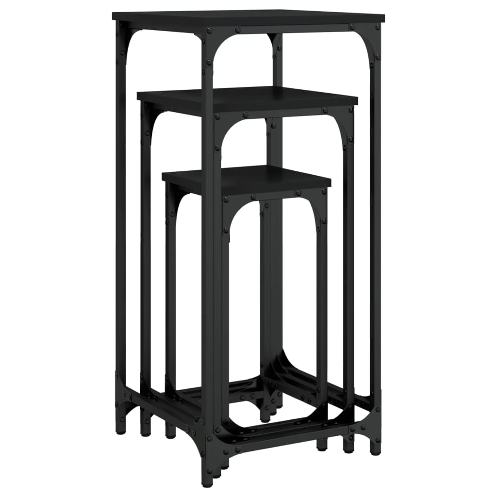 3-Delige Tafeltjesset Bewerkt Hout