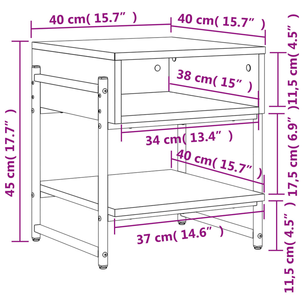 Salontafel 40X40X45 Cm Bewerkt Hout