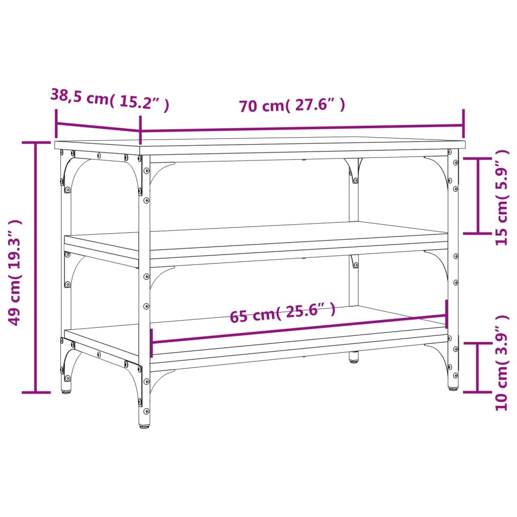 Schoenenbankje 70X38,5X49 Cm Bewerkt Hout Eiken