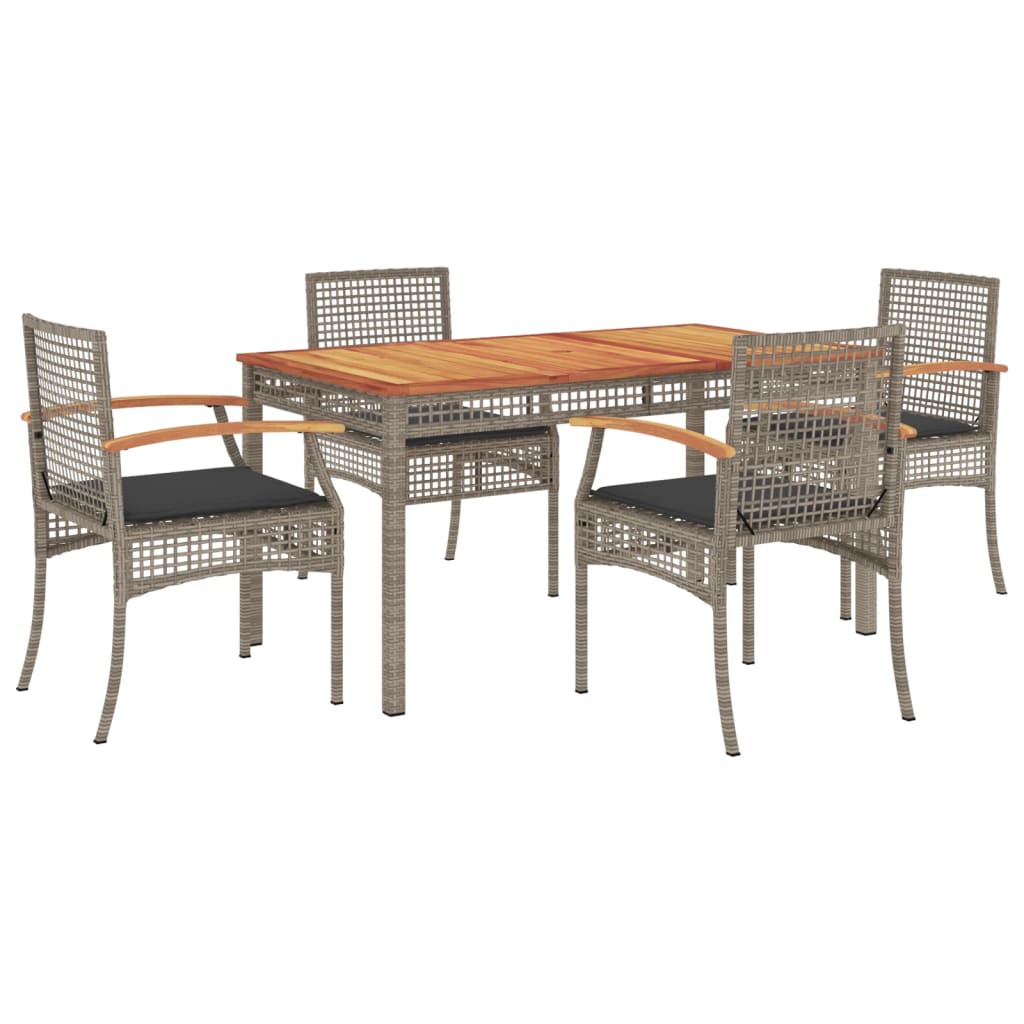 5-Delige Tuinset Met Kussens Poly Rattan Grijs