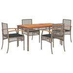 5-Delige Tuinset Met Kussens Poly Rattan Grijs