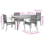 5-Delige Tuinset Met Kussens Poly Rattan Grijs