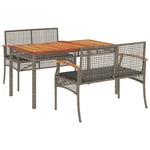 3-Delige Tuinset Met Kussens Poly Rattan Grijs