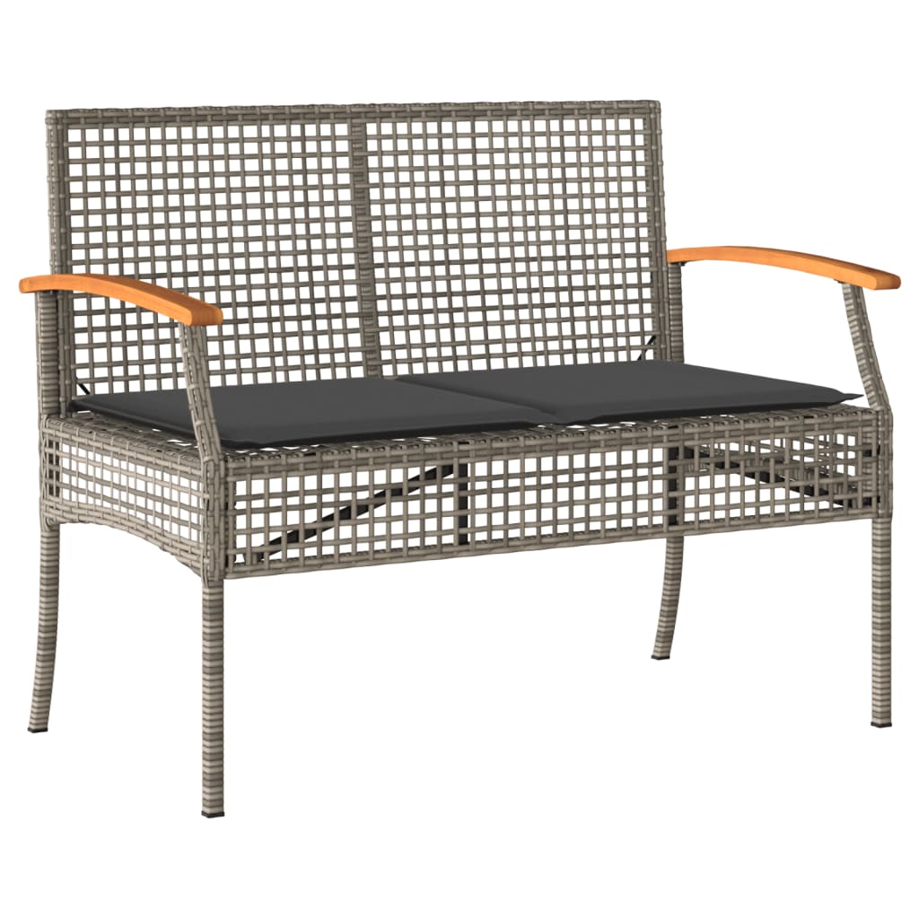 3-Delige Tuinset Met Kussens Poly Rattan Grijs