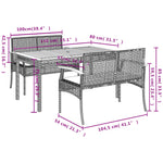 3-Delige Tuinset Met Kussens Poly Rattan Grijs